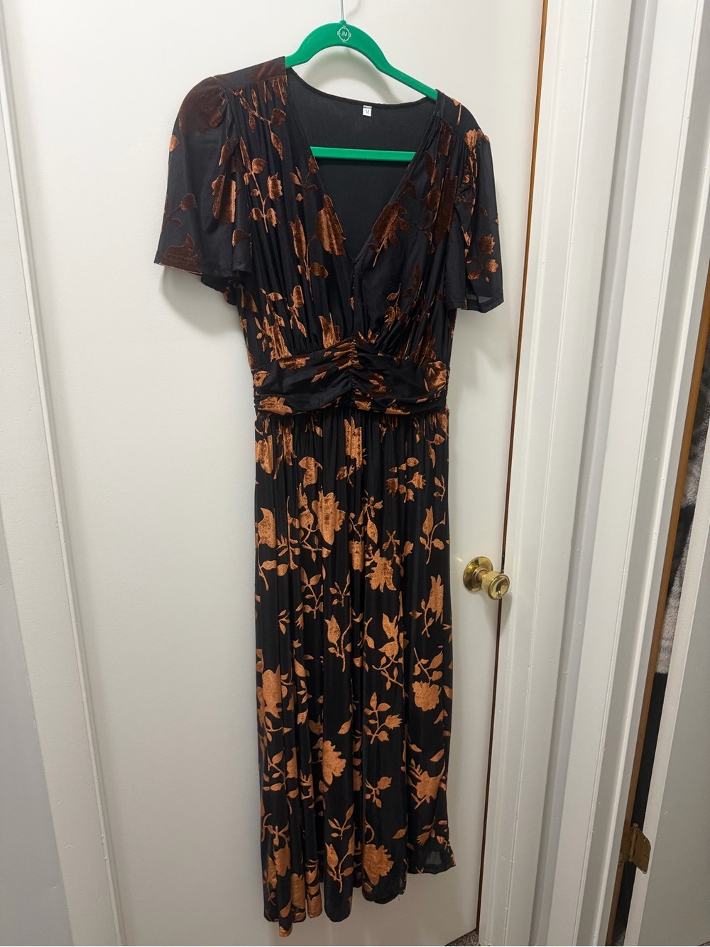 Black & Copper Floral Maxi Dress